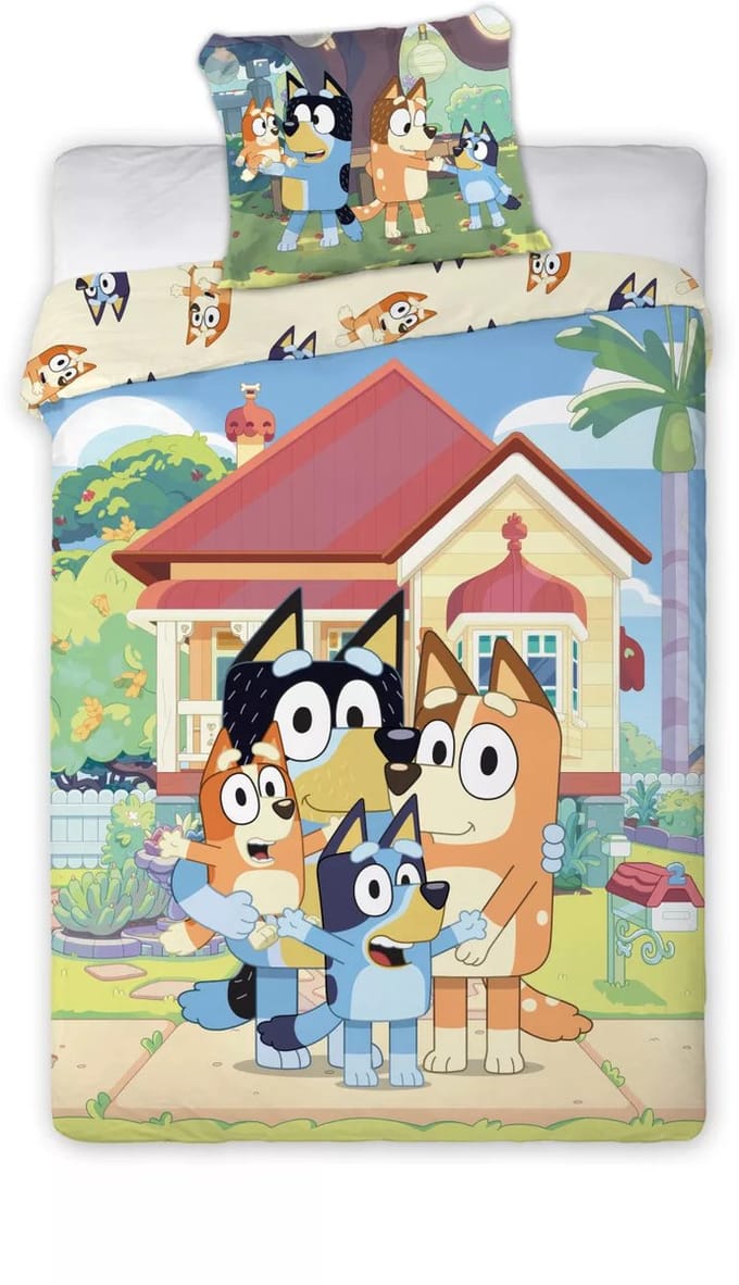 Bluey dekbedovertrek Family Home 100 x 135 cm - 40 x 60 cm - katoen
