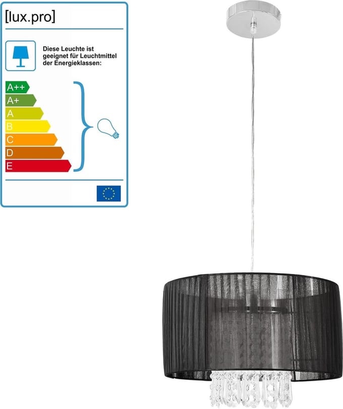 Design hanglamp Barock 18xØ35 cm zwart en chroom E27