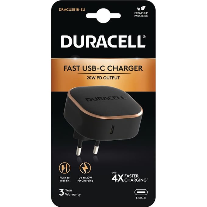 Duracell DRACUSB18-EU oplader voor mobiele apparatuur Zwart