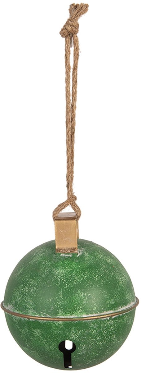 Clayre & Eef Kerstdecoratie Beeld Bel Ø 16x18 cm Groen Metaal