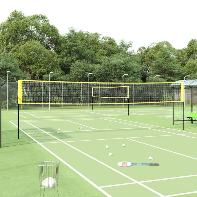vidaXL - Badmintonnet - 600x155 - cm - PE-stof - geel - en - zwart