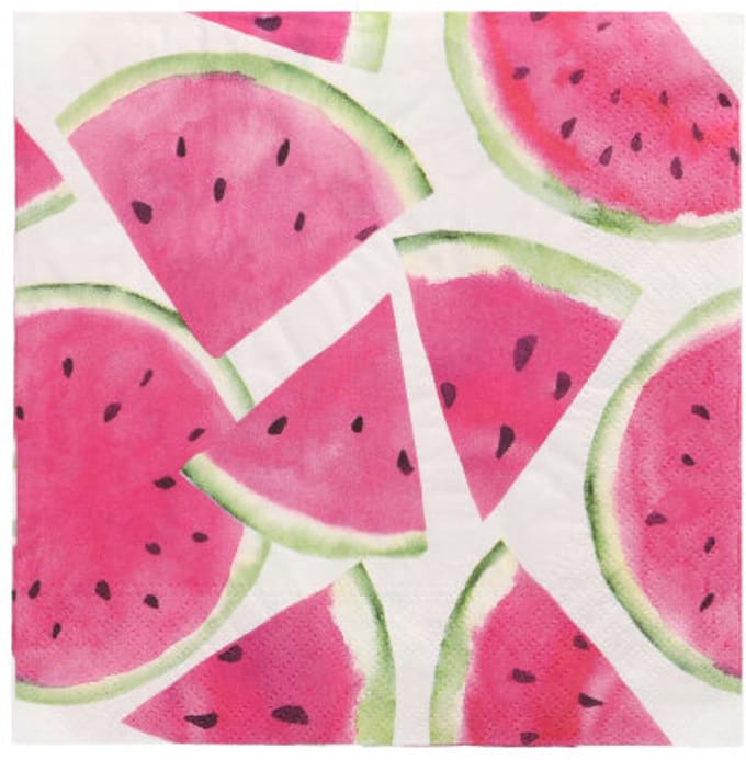 10x 20 Servetten 3-laags 1/4 vouw 33 cm x 33 cm Watermelon