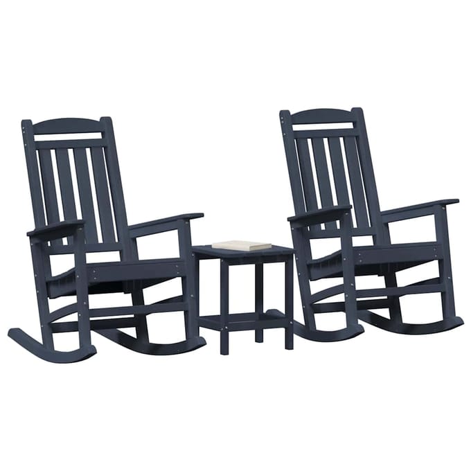 vidaXL - Schommelstoel - 3 - st - Marineblauw - Polyetheen