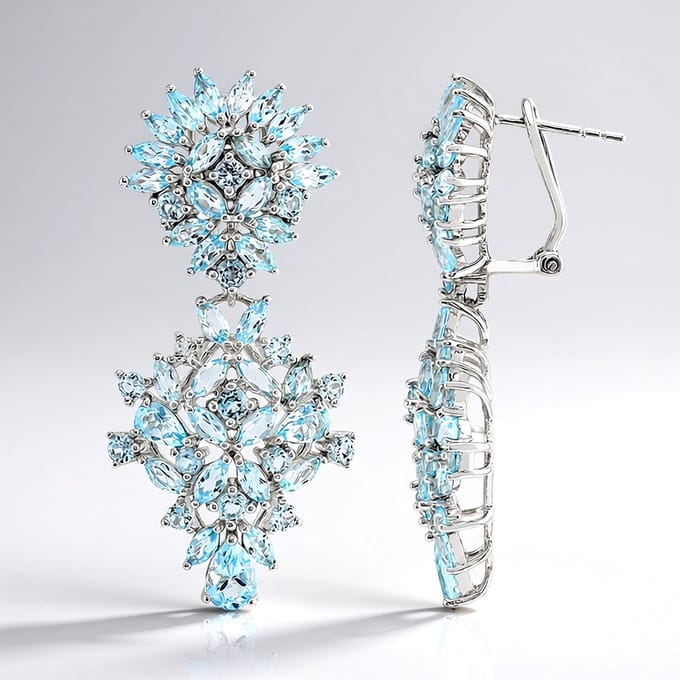 Cavill - Luxe Oorbellen 925 Sterling Zilver - Hemelsblauwe Topaas 8,83 ct - Peervormig & Marquise Geslepen - Elegante Druppelvorm - Tijdloze Sieraden