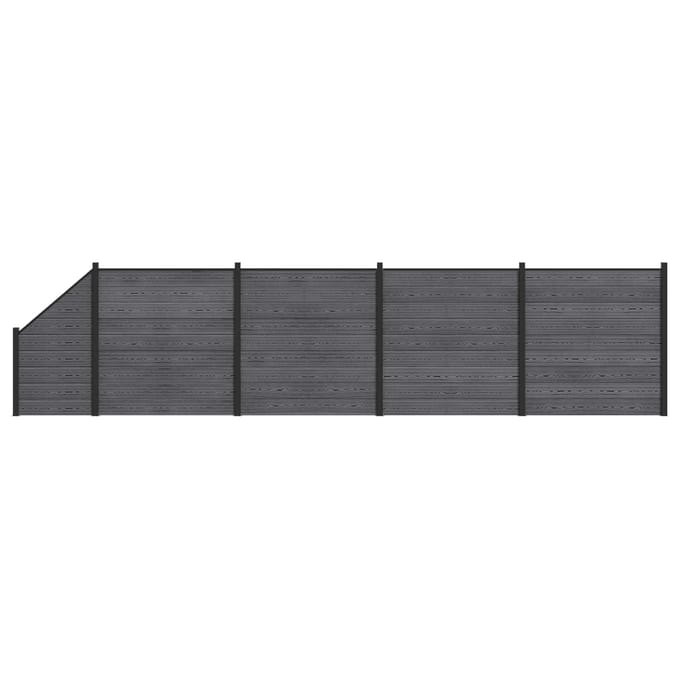vidaXL - Hekset - 5 - st - 792 - x - 186 - cm - WPC - en - Aluminium - Grijs