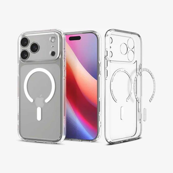 Coque de protection hybride Magsafe transparente et blanche pour iPhone 17 Pro Ultra
