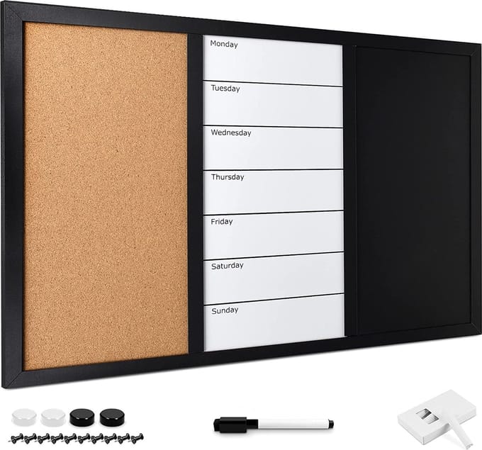 Prikbord/Whiteboard - Natuurbruin - Bureau - Office 72 x 52.5 x 3.5 centimeter