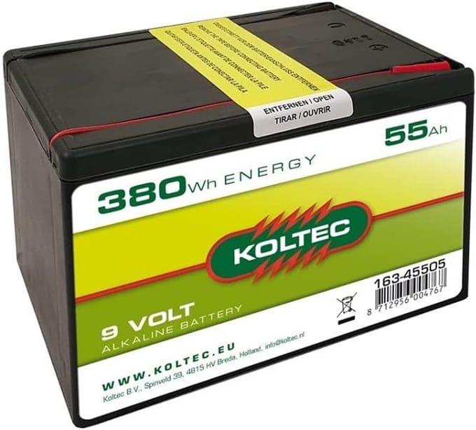 9 Volt Batterij - Alkaline Energiebron - Schrikdraad Apparaten - Hoge Capaciteit 55 Ah - 380 WH