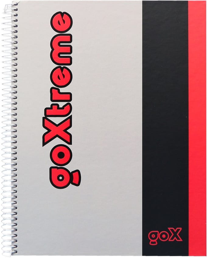 Kangaro collegeblok goXTREME - formaat A4 - met ruit 5mm - tekst rood - 5 stuks
