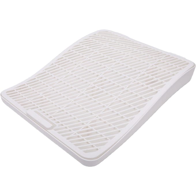 Bac à Litière Chat Rampe Marchepied Double Couche Bac à Litière Surélevé Escalier Anti Éclaboussures Escalier à Litière pour Chat blanc