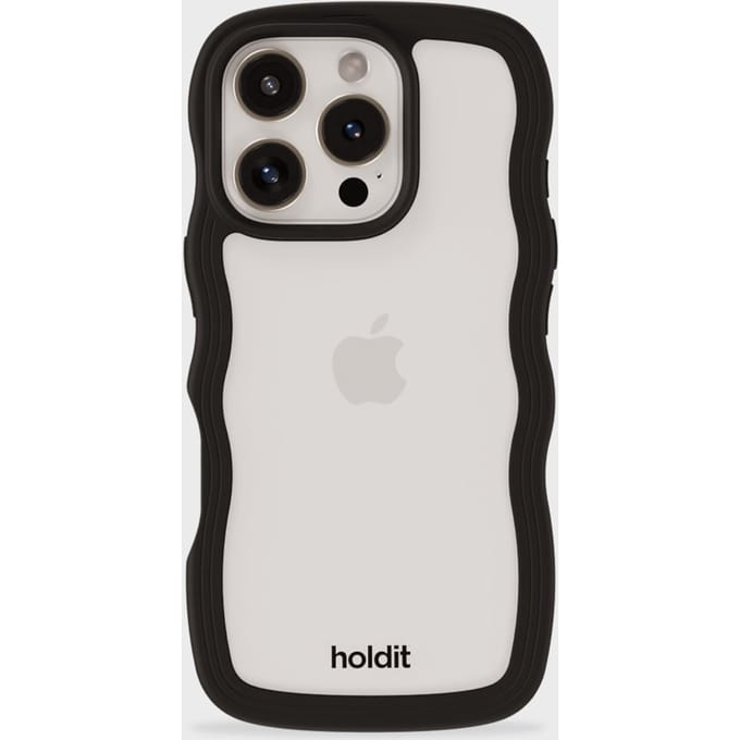 Holdit Wavy Case geschikt voor Apple iPhone 16 Pro Max - Black / Transparent