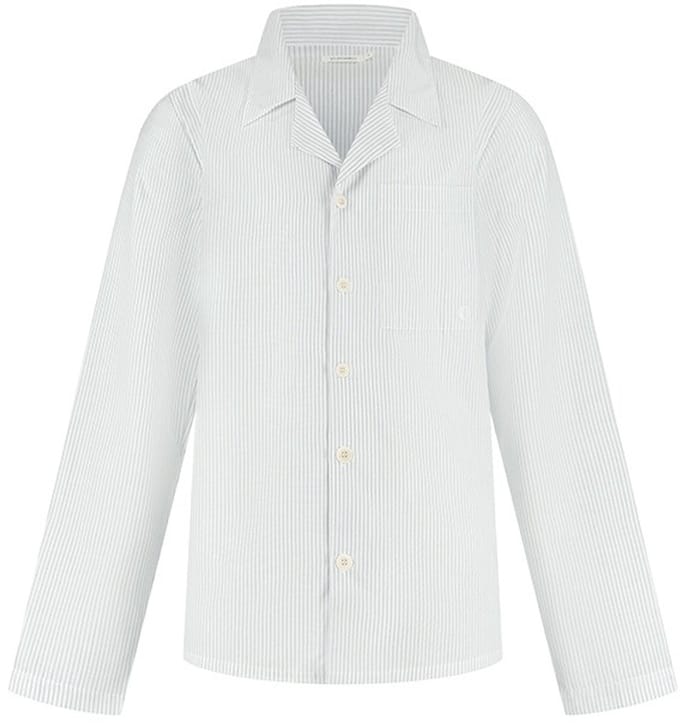 Yumeko pyjamashirt heren katoen TENCEL™ wit/blauw stripe l