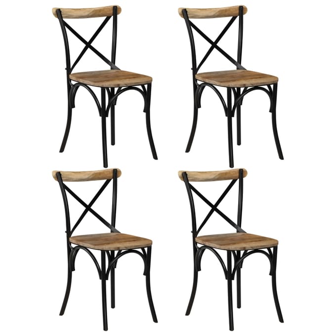 vidaXL - Kruisstoelen - 4 - st - massief - mangohout - zwart