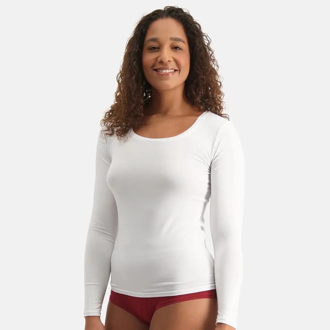 Comfortabel & Zijdezacht Bamboo Basics T-shirts lange mouw Luna (2-pack) - Wit - L
