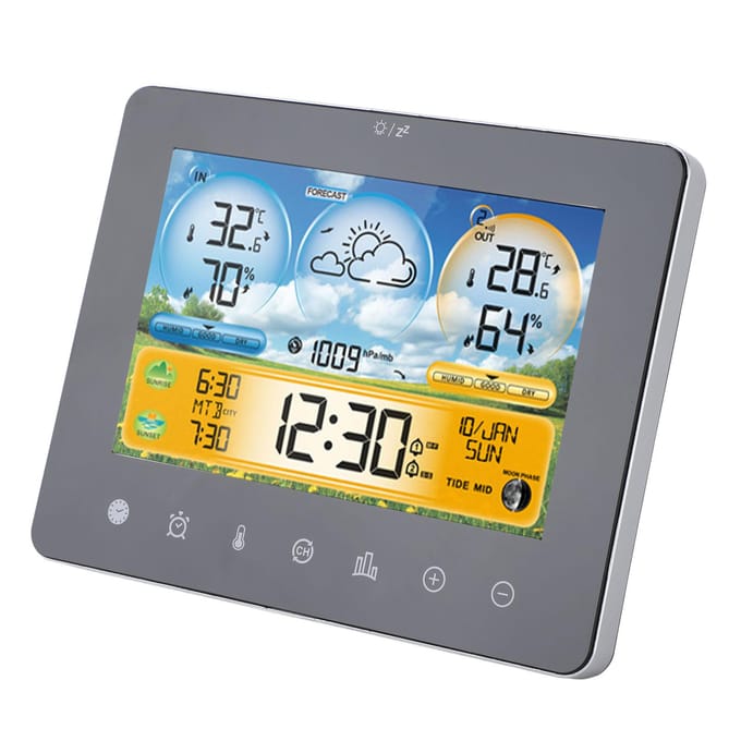Draadloos Weerstation Binnen Buiten Touch Digitaal Tijd RF Sensing Hygrograaf met white