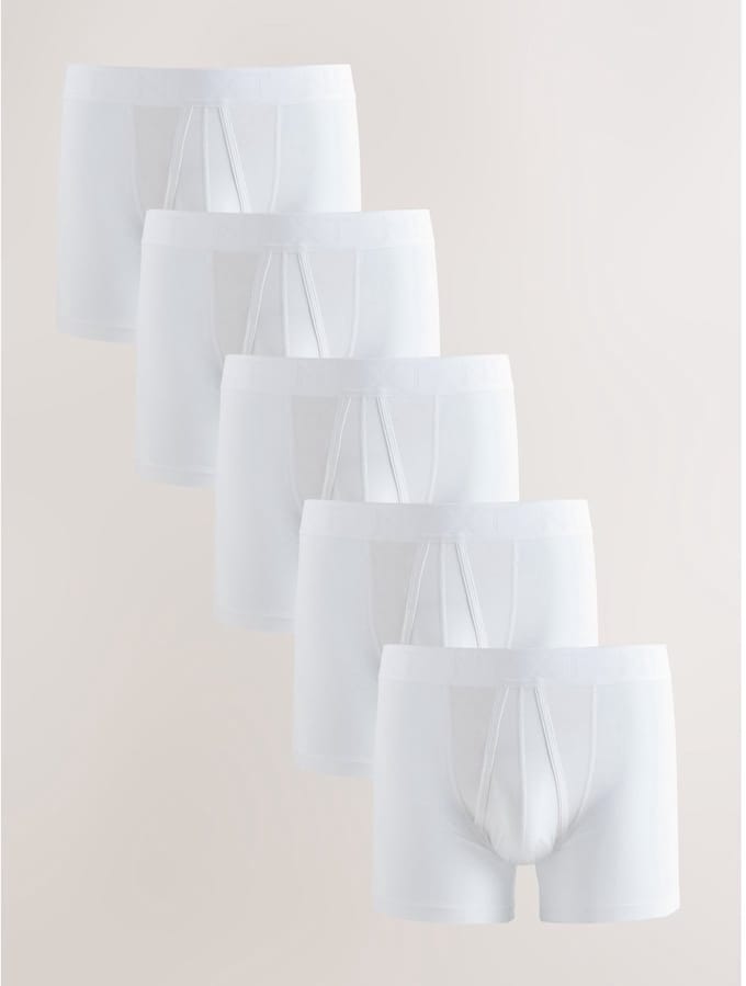 Next - Heren - Set van 5 katoenrijke boxershorts met A-voorkant - Wit