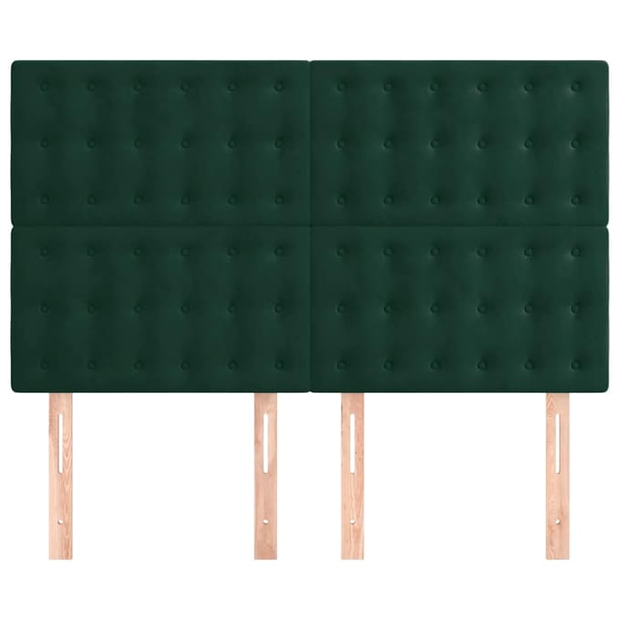 vidaXL - Hoofdbord - donkergroen - 144x5x118/128 - cm - fluweel