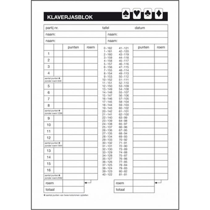 Sigel klaverjasblok - Expres - A5 - 50 vel - 1 blok - SI-40960