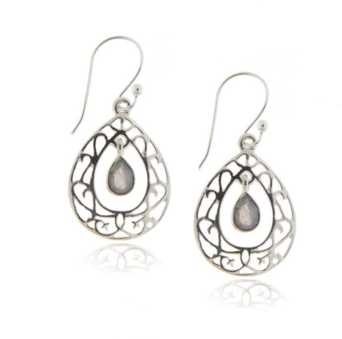 SilverGems Zilveren oorhangers met Labradoriet edelstenen