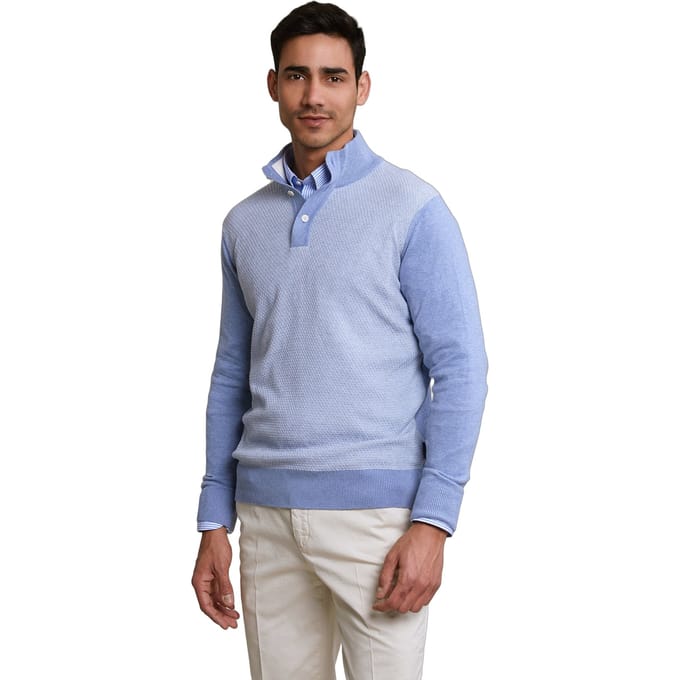 River Woods Custom Fit Cotton Mock Neck Pullover Dk Seashore Mix Taglia: S | Maglioni a maglia Outlet | Uomo