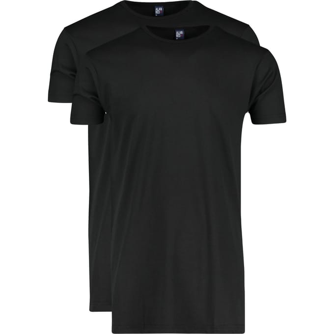 Alan Red Derby Extra Lang T-Shirt Zwart (2-Pack) - Maat M - Heren - Basic T-shirt