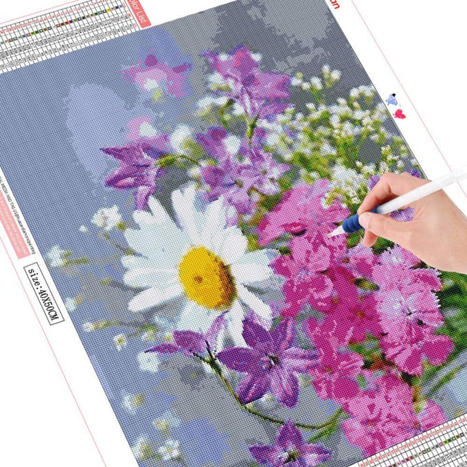 Peinture diamant 5D à faire soi-même, fleur, décoration de maison, perceuse ronde complète, image de broderie 20X30CM gray
