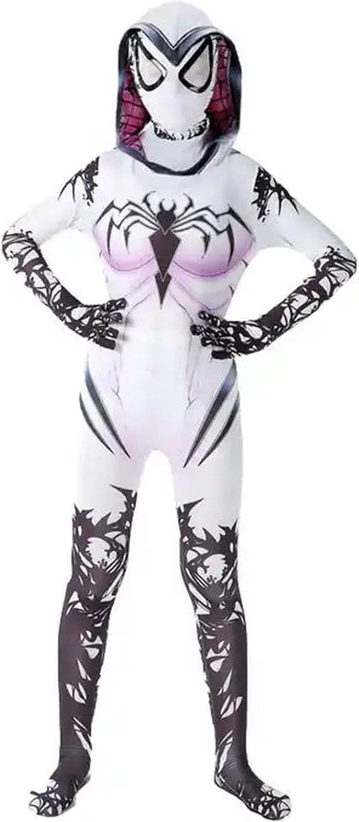 Superheldendroom - Halloween Spider-Gwen - 122 (6/7 Jaar) - Verkleedkleding - Superheldenpak - Actieheld - Carnaval