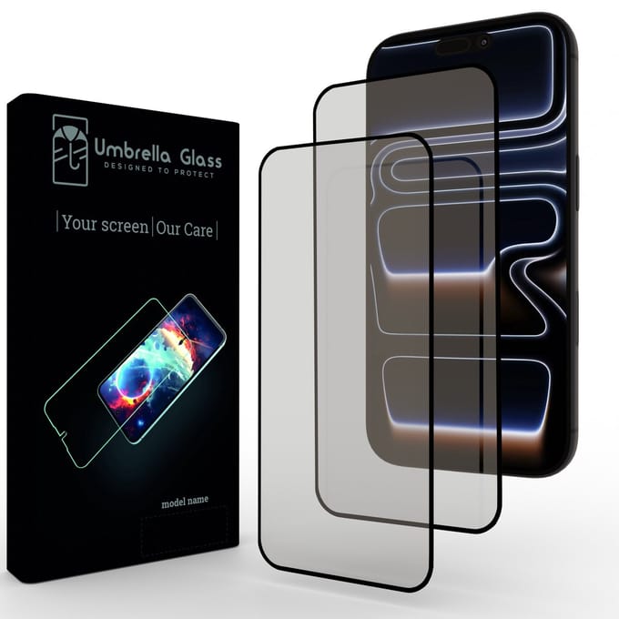 Umbrella Glass Screenprotector - Geschikt voor Apple iPhone 16 Pro Max / 17 Pro Max / 18 Pro Max - Full Cover