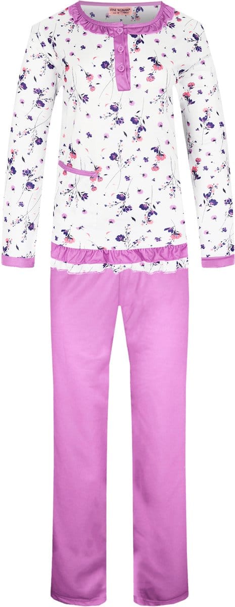 Dames pyjama gebloemd roze M