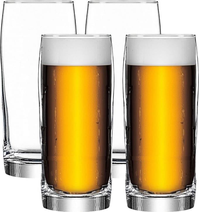LAV Bierglazen - 4x - 380 ml/0,38L - stevig glas - Stijlvolle glazen - Handige basic glazen
