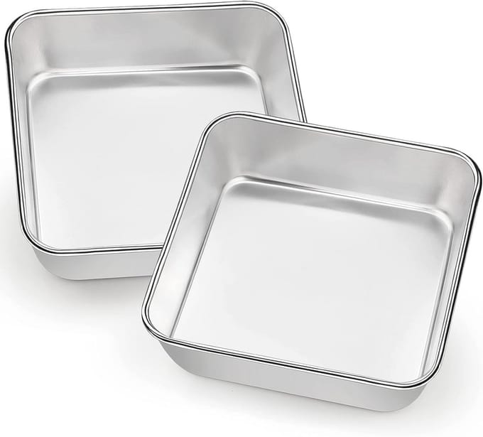Solidchoice - Set van 2 RVS Taartvormen vierkant voor Taart, Brownie en Lasagne