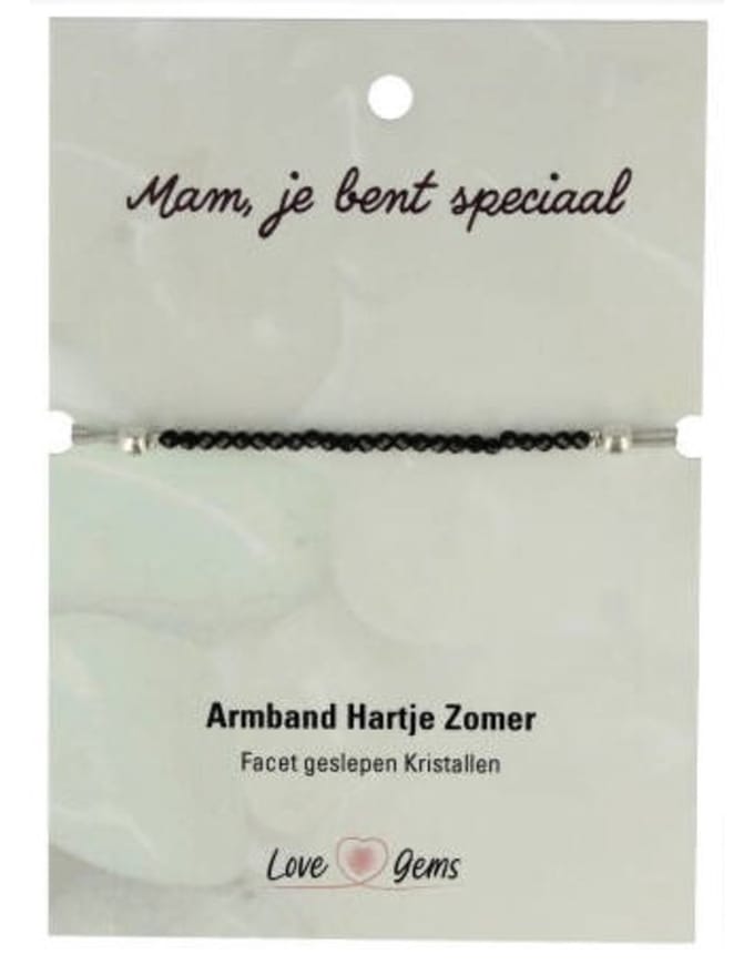 Hartje zomer armband Toermalijn zwart - Moederdag