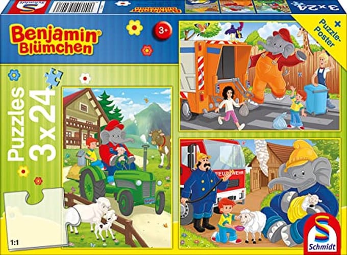 Benjamin Blümchen Puzzel - 3x24 Delen
