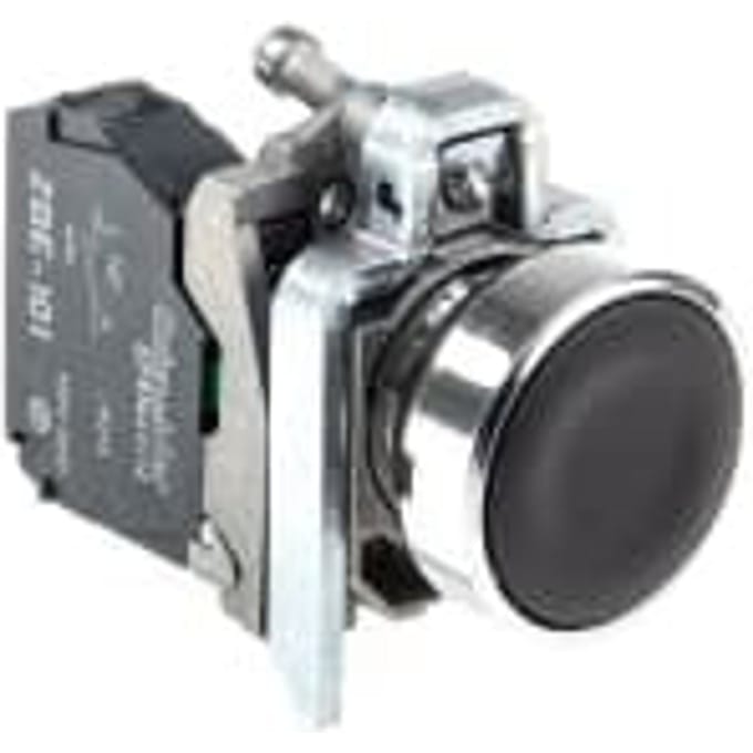Schneider Electric Harmony push button complete with spring return and flat touch Oppervlak in Zwart Kleur 1xno xb4ba21