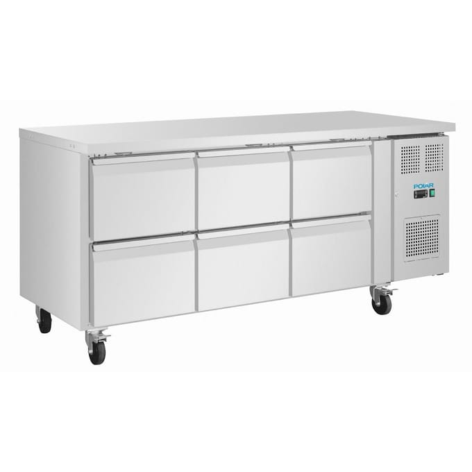Polar U-serie Gastronorm koelwerkbank met zes laden