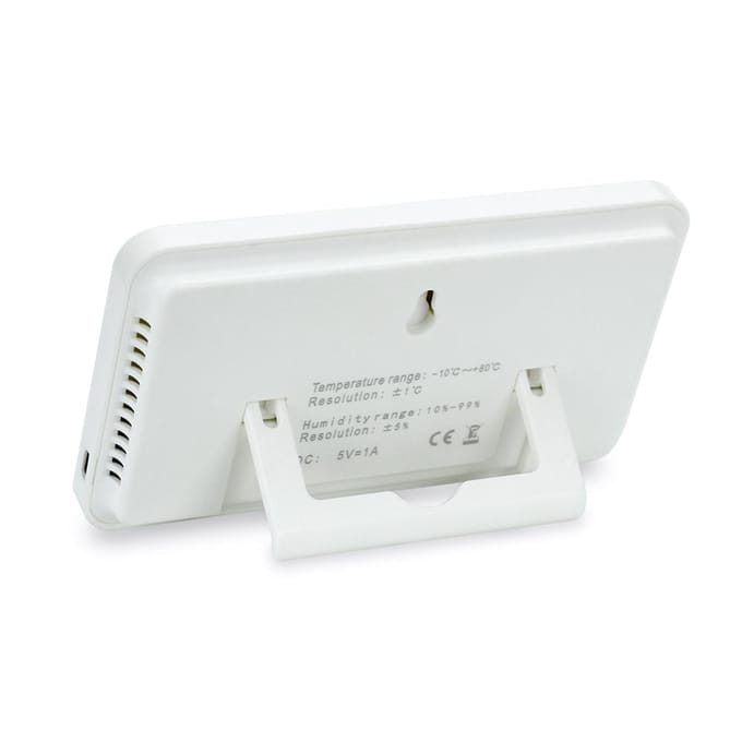 Comforttemperatuur- en vochtigheidsklok Digitale hygrometer Binnenthermometer Vochtigheidsmonitor wit