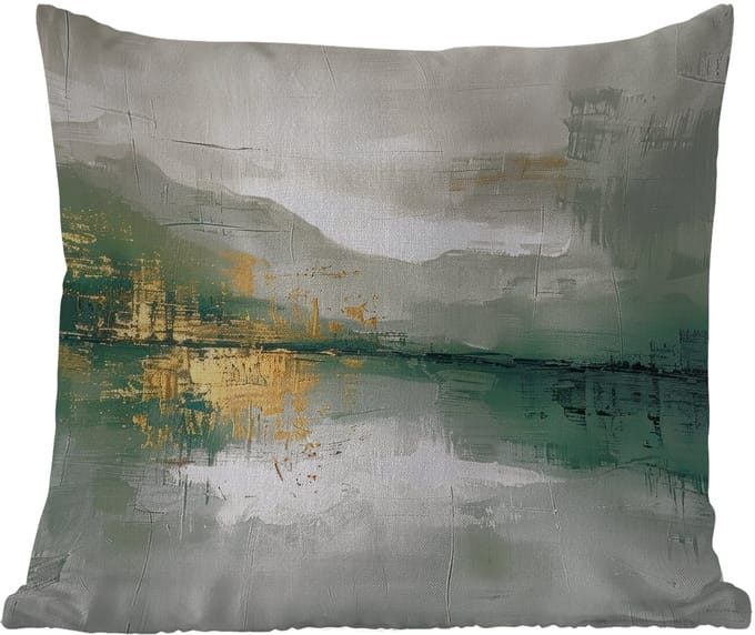 Buitenkussen - Groen - Modern - Abstract - Goud - 45x45 cm - Weerbestendig