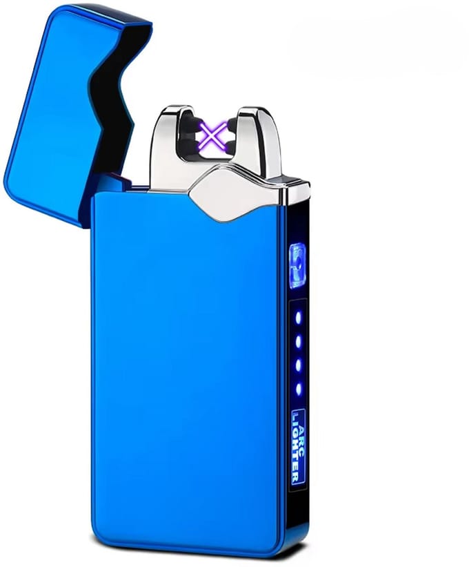 THAR Plasma Aansteker – USB Oplaadbaar & Windproof – Elektrisch – LED Indicator – Draadloos – Luxe Cadeauverpakking - Blauw