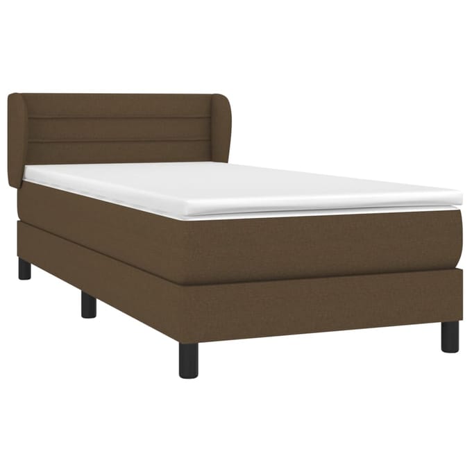 vidaXL - Boxspring - met - matras - stof - donkerbruin - 80x200 - cm