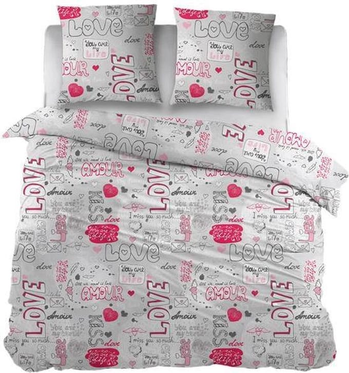 Snoozing Kiss - Dekbedovertrek - Lits-jumeaux - 260x200/220 cm - Grey