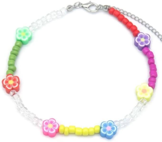 She life style - Kleurrijke bloemen enkelband - Multi kleuren