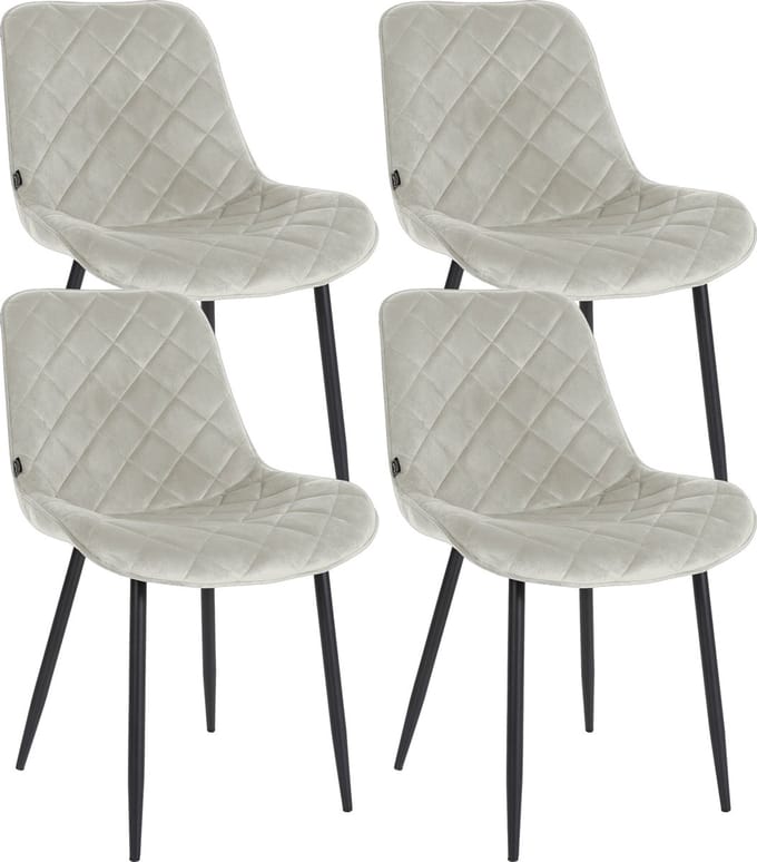 CLP Springs Set van 4 eetkamerstoelen - Zonder Armleuning - Fluweel - Velvet - creme