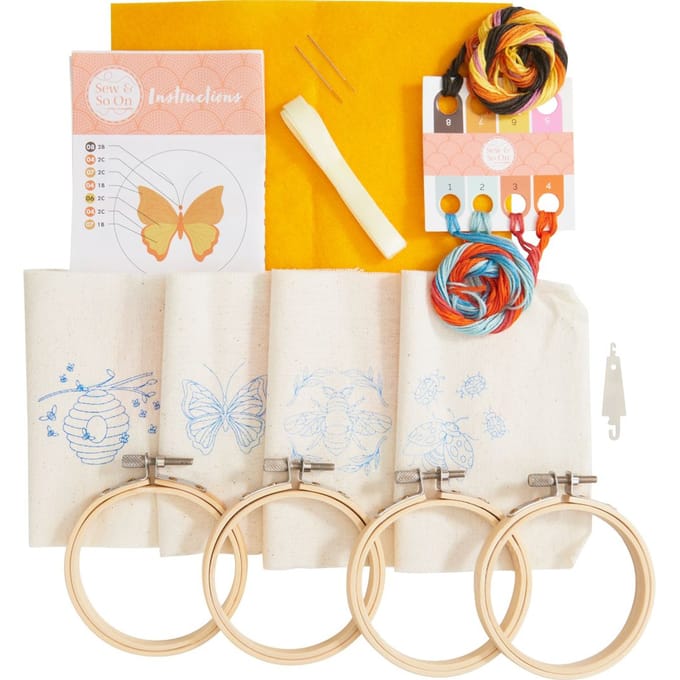 Sew and So On, Embroidery Hoop  Decorations - Bees and Bugs