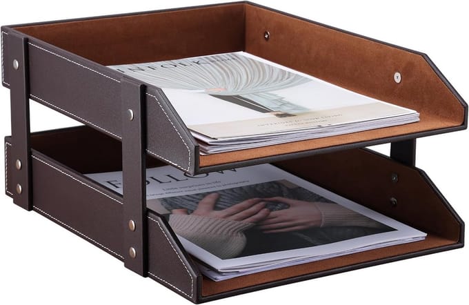 Luxe Ladeblok Bureau Organizer in A4 Formaat Gemaakt van Imitatieleer