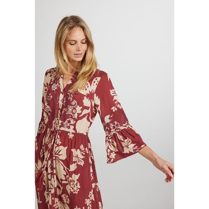 DIDI Dames Dress Swing Dark red Florique print maat 44