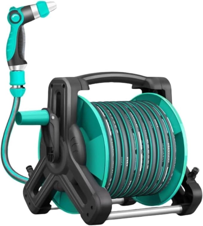 Slanghaspel - Waterslanghouder - Tuin bewateren - Ruimtebesparend ontwerp - 40 meter - Grijs