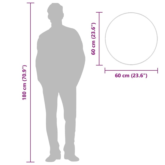 vidaXL - Wandspiegel - rond - Ø60 - cm - zwart