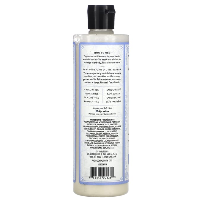 J R Watkins, Sleep, Creamy Body Wash, Monoi & Sandalwood, 12 fl oz (354 ml) white
