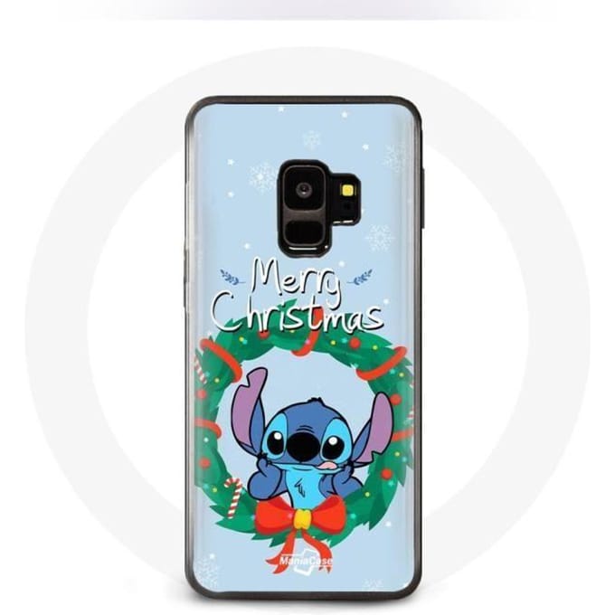 Coque pour Samsung Galaxy S9 Stitch neige joyeux Noël bleu