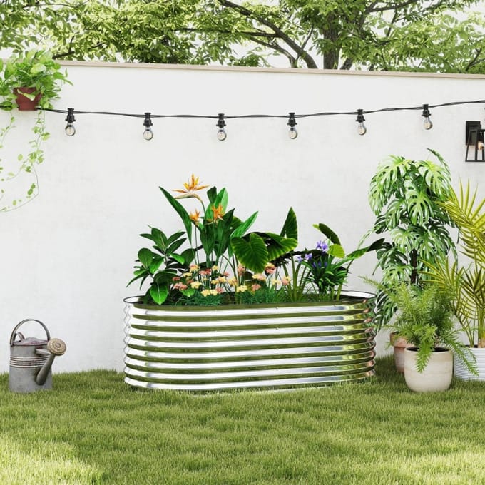 MODFU - Verhoogde Plantenbak - Flexibele Opstelling - Open Bodem - Staal - Donkergrijs - 160 x 80 x 56 cm
